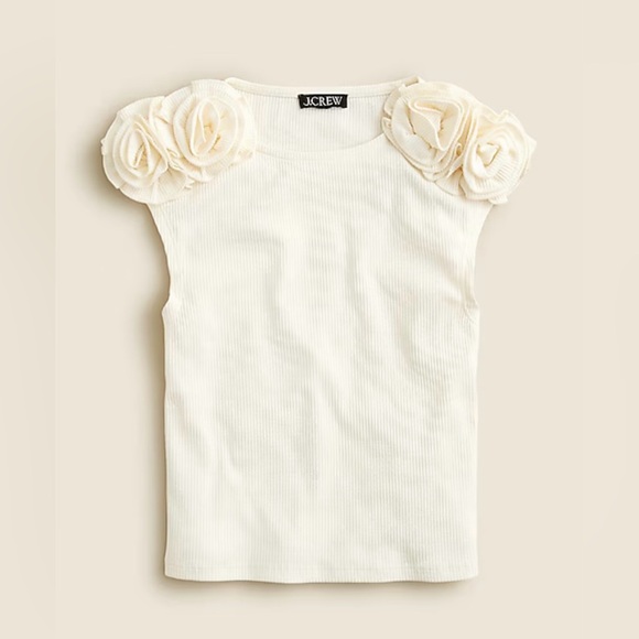 J. Crew Tops - J. Crew NWT Vintage Rib Rosette T-Shirt in Ivory